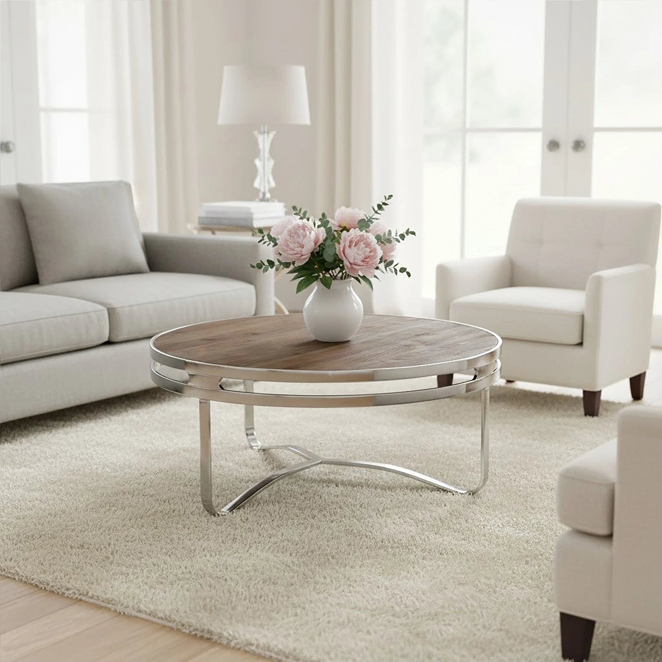 Orsina Richmond Solid Wood Round Coffee Table - Natural