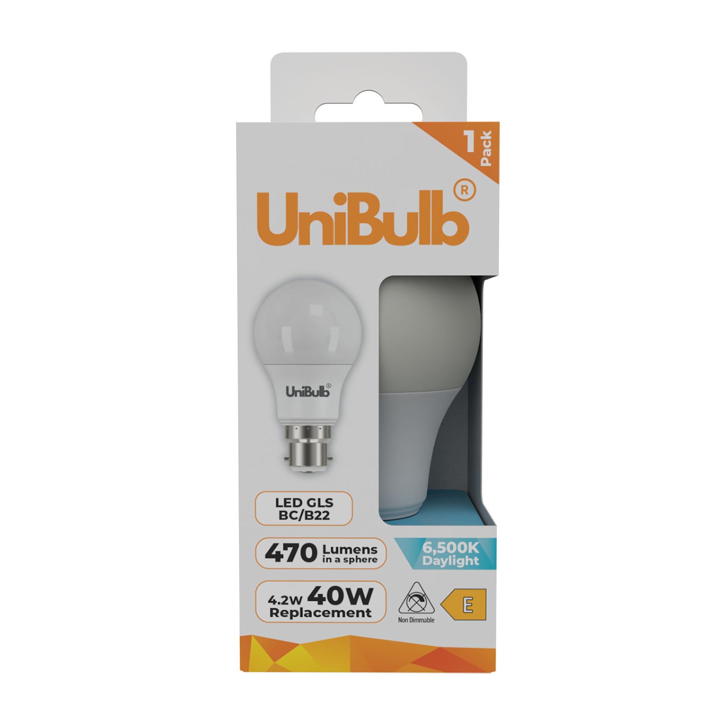 UniBulb 4.2W LED Daylight GLS B22 Light Bulb