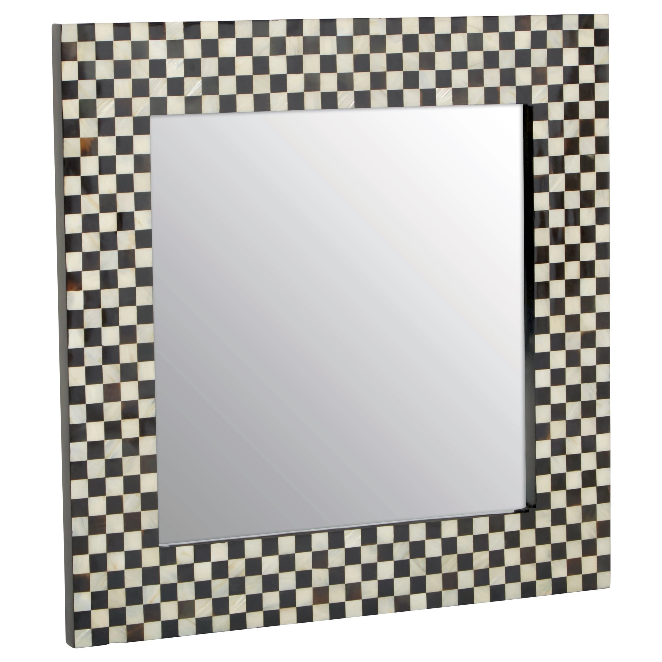 Orsina Obra Mother Of Pearl Square Wall Mirror – Black and White