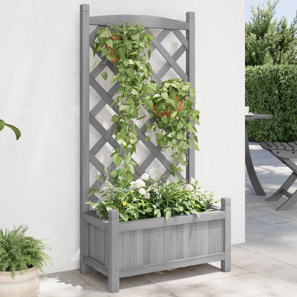 Walplus Firwood Garden Planter - Grey - 55 x 30 x 110 cm
