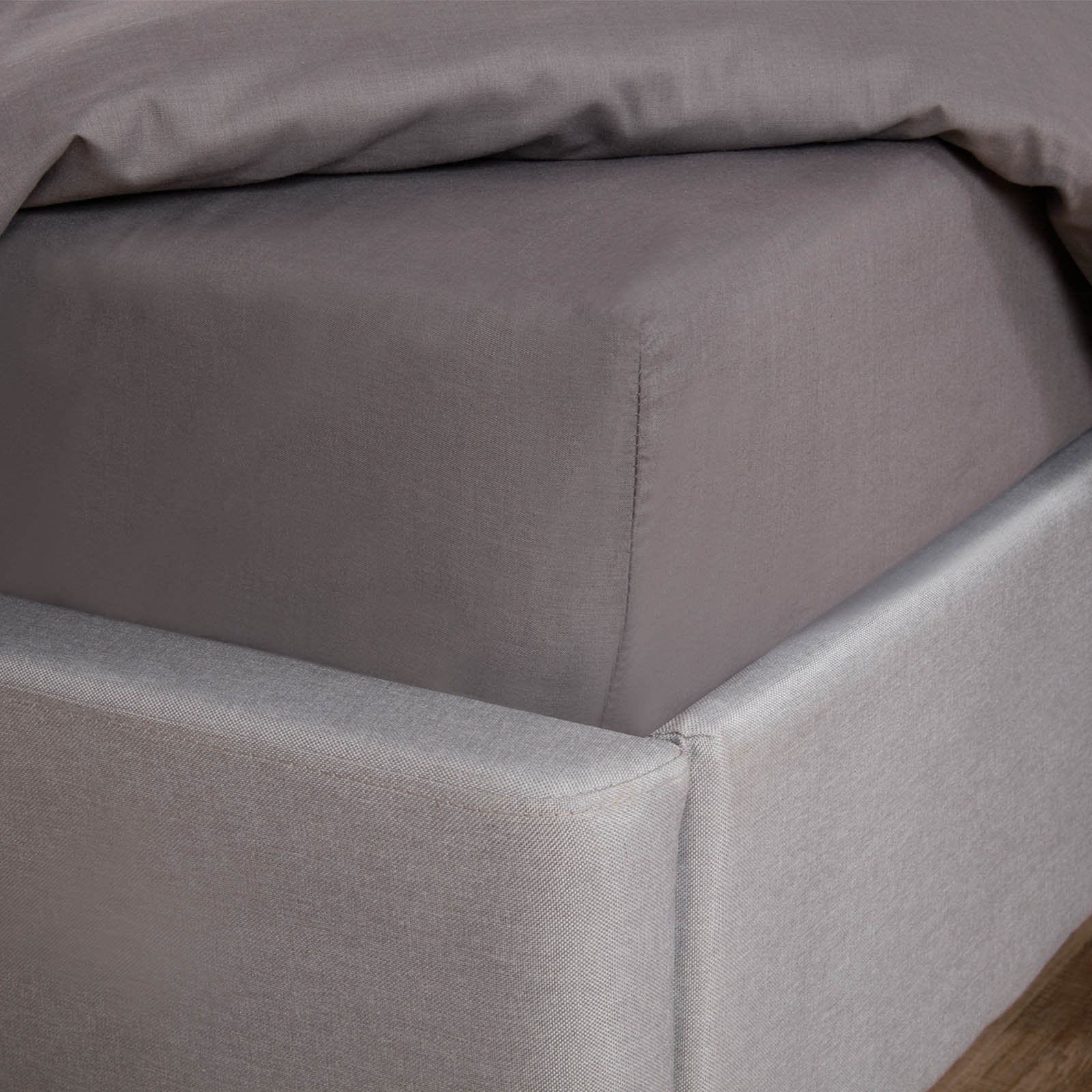 OHS Easy Care Polycotton Deep Fitted Bed Sheet Charcoal - Double