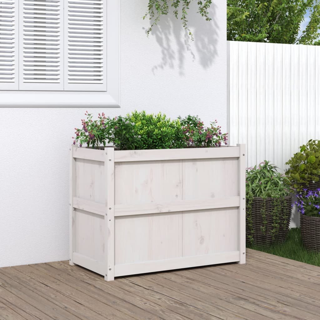 Walplus Wood Garden Planter - White - 90 x 50 x 70 cm