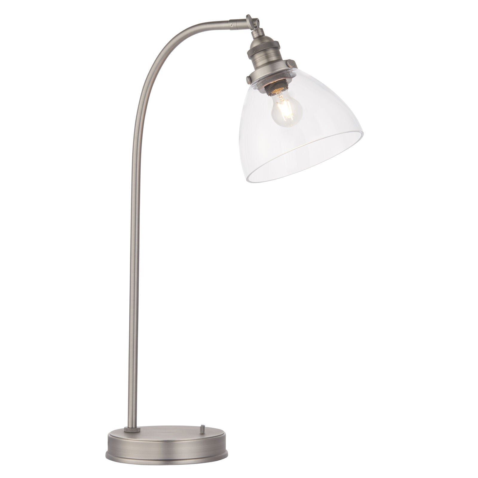 Loops Direct Steel and Glass Table Lamp - Brushed Silver Paint