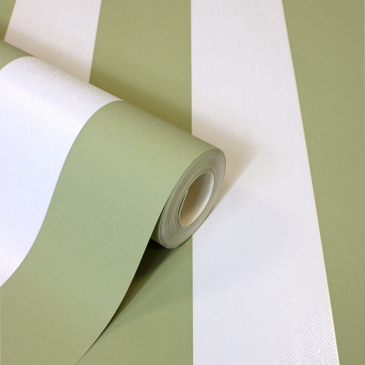 Fine Decor Juliette Stripe Vinyl Textured Wallpaper - Sage Green
