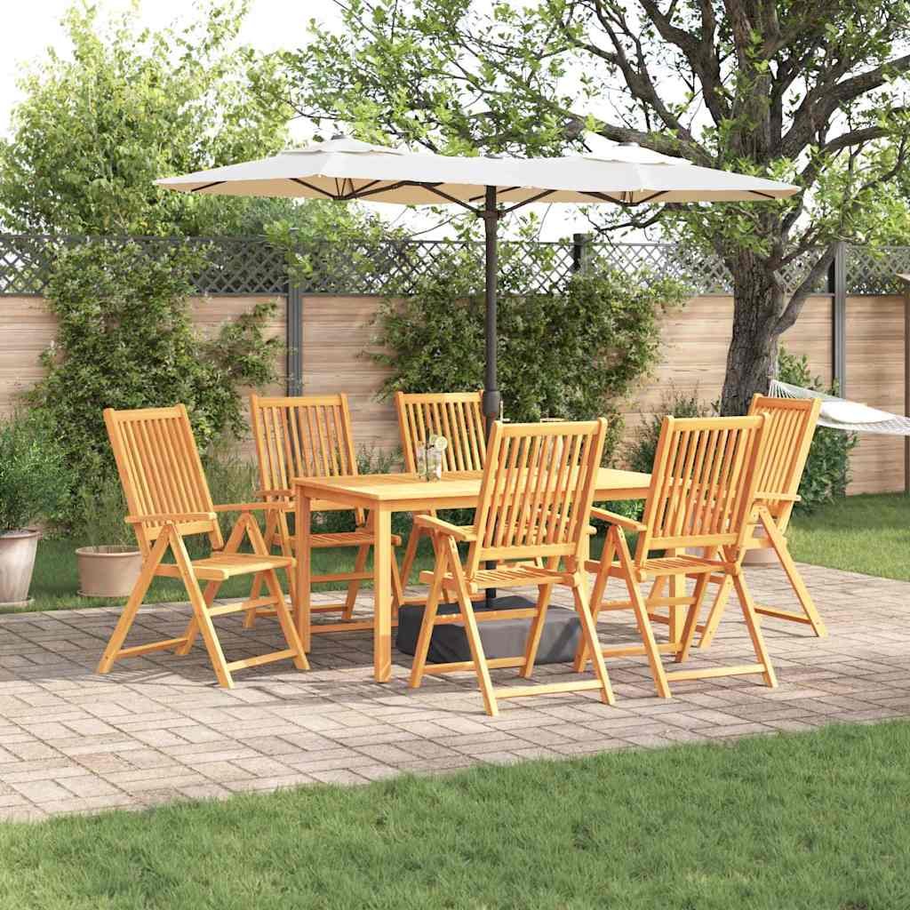 Walplus 7 Piece Acacia Wood Folding Garden Dining Set - Brown - 150 x 90 x 75 cm