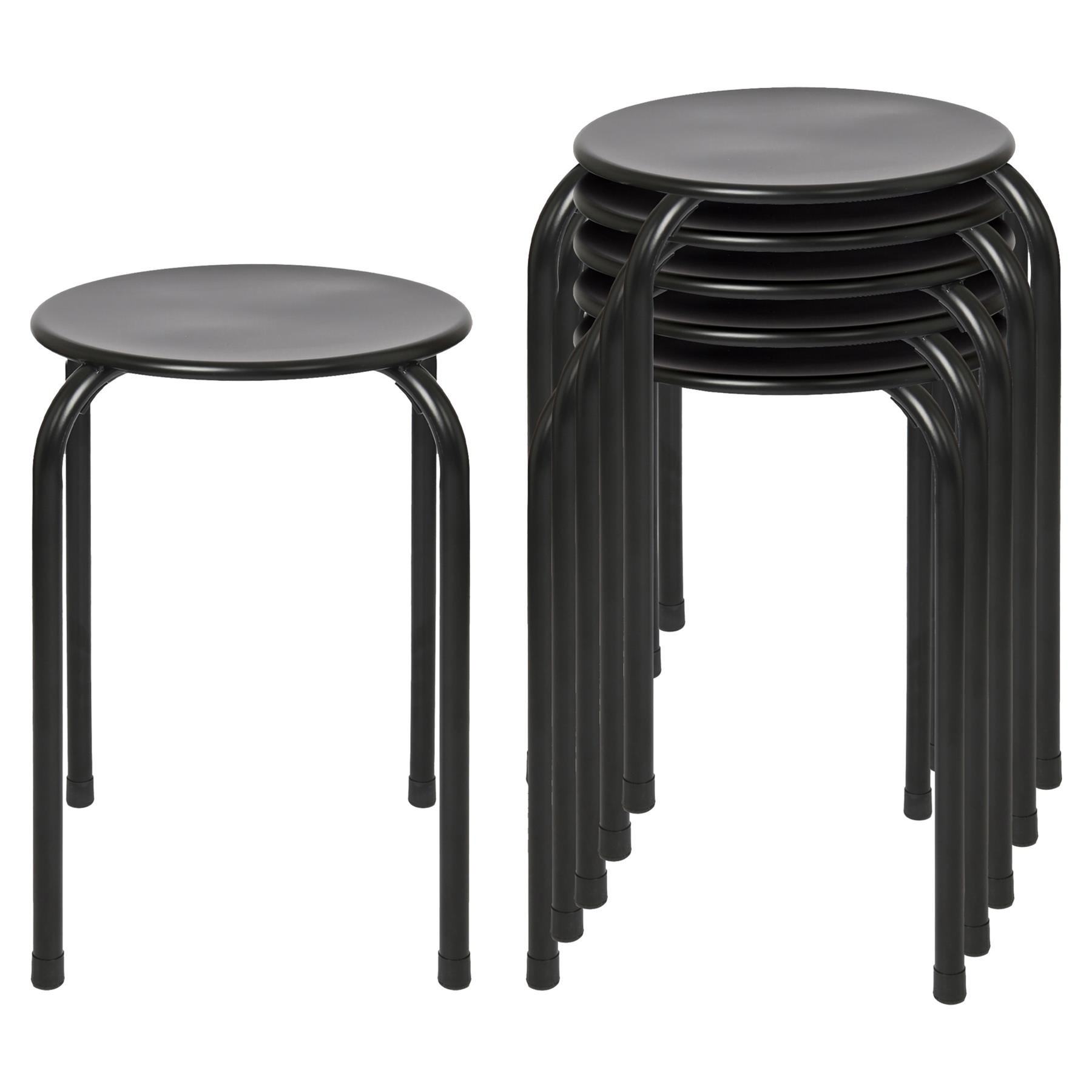 Harbour Housewares Metal Stacking Stools - Matt Black - Pack of 6