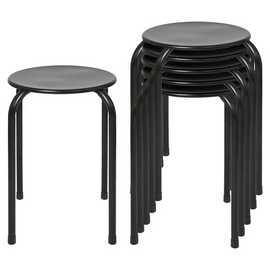 Harbour Housewares Metal Stacking Stools - Matt Black - Pack of 6