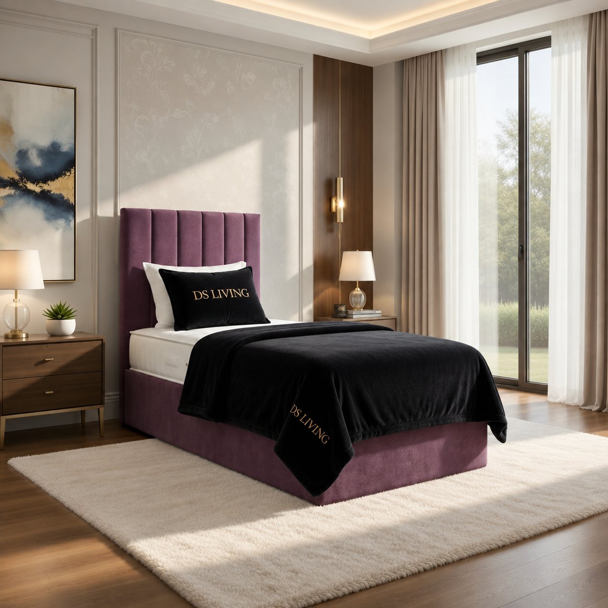 DS Living Aria Single Upholstered Ottoman Bed Frame - Pink
