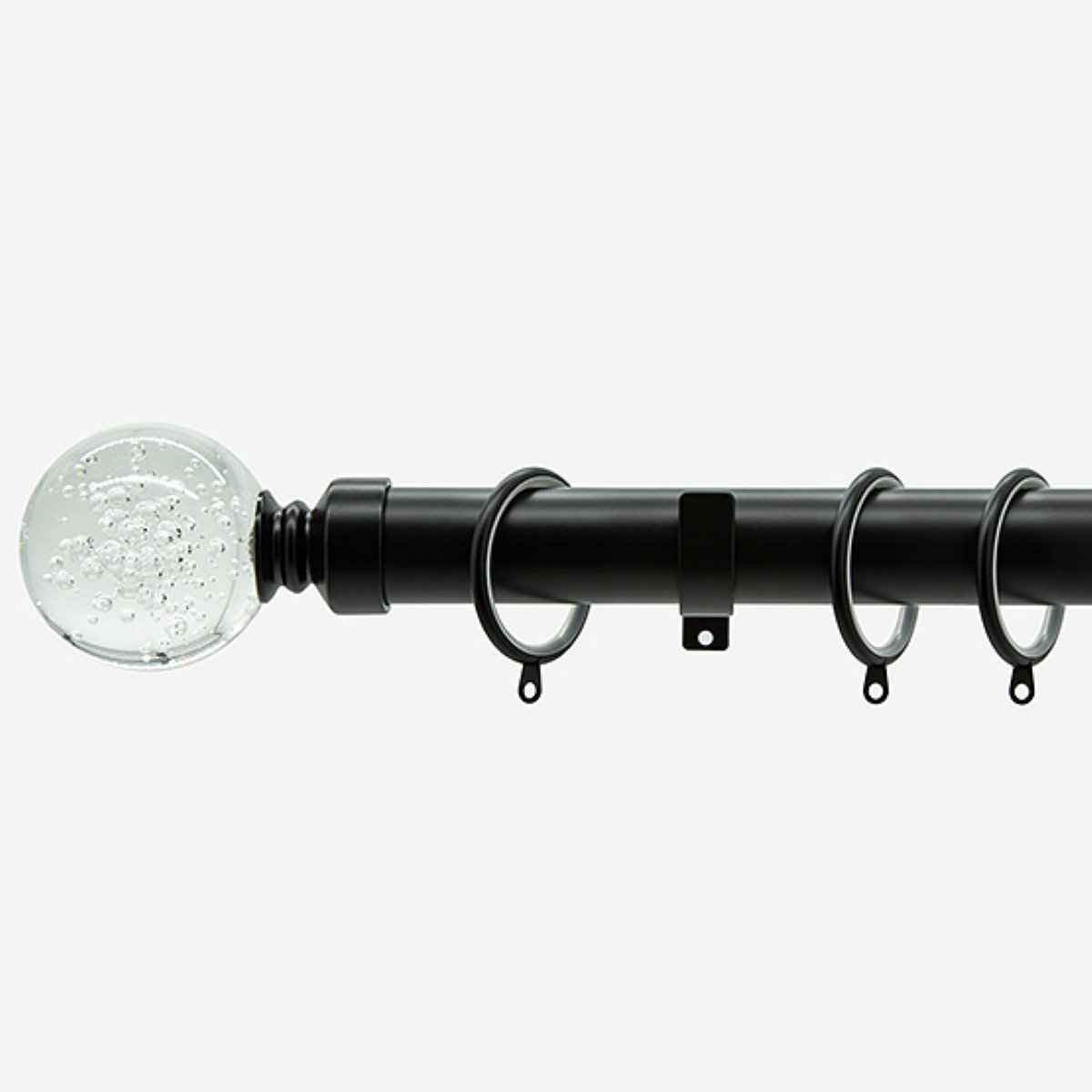 New Edge Blinds Matt Black 28mm Bubbles Fixed Metal Curtain Pole - 160cm