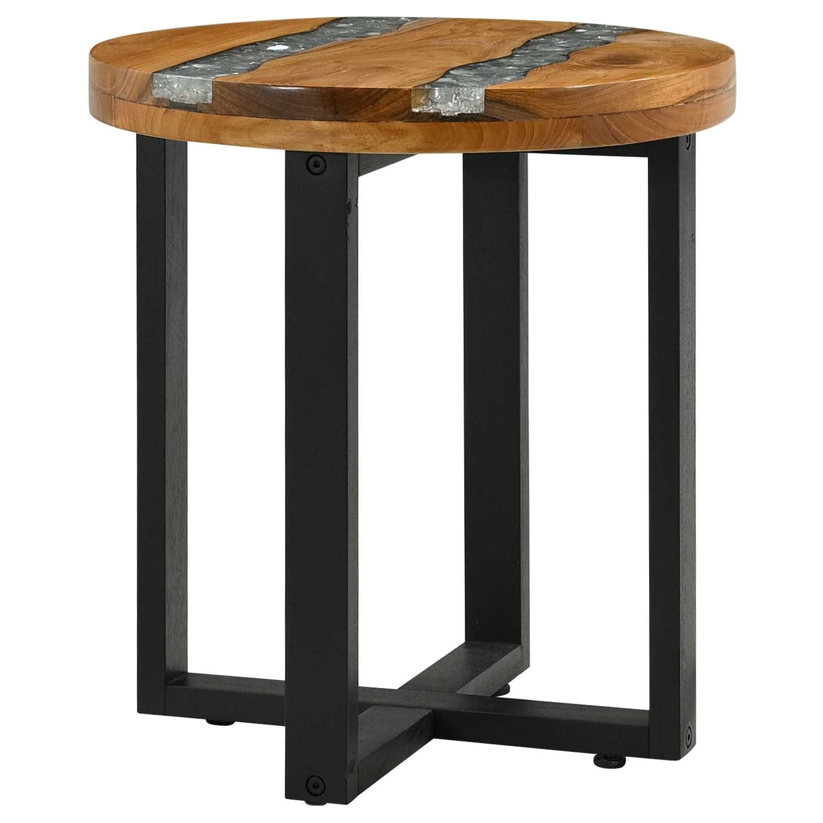 Walplus Solid Teak Wood Coffee Table - Brown - 40 x 40 x 45 cm