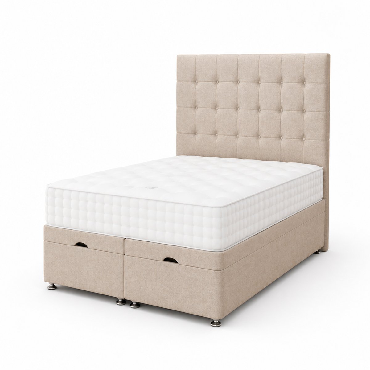 Comfy Deluxe Tokyo 4ft6 Double  Ottoman End Lift  Bed Set - Linen Beige