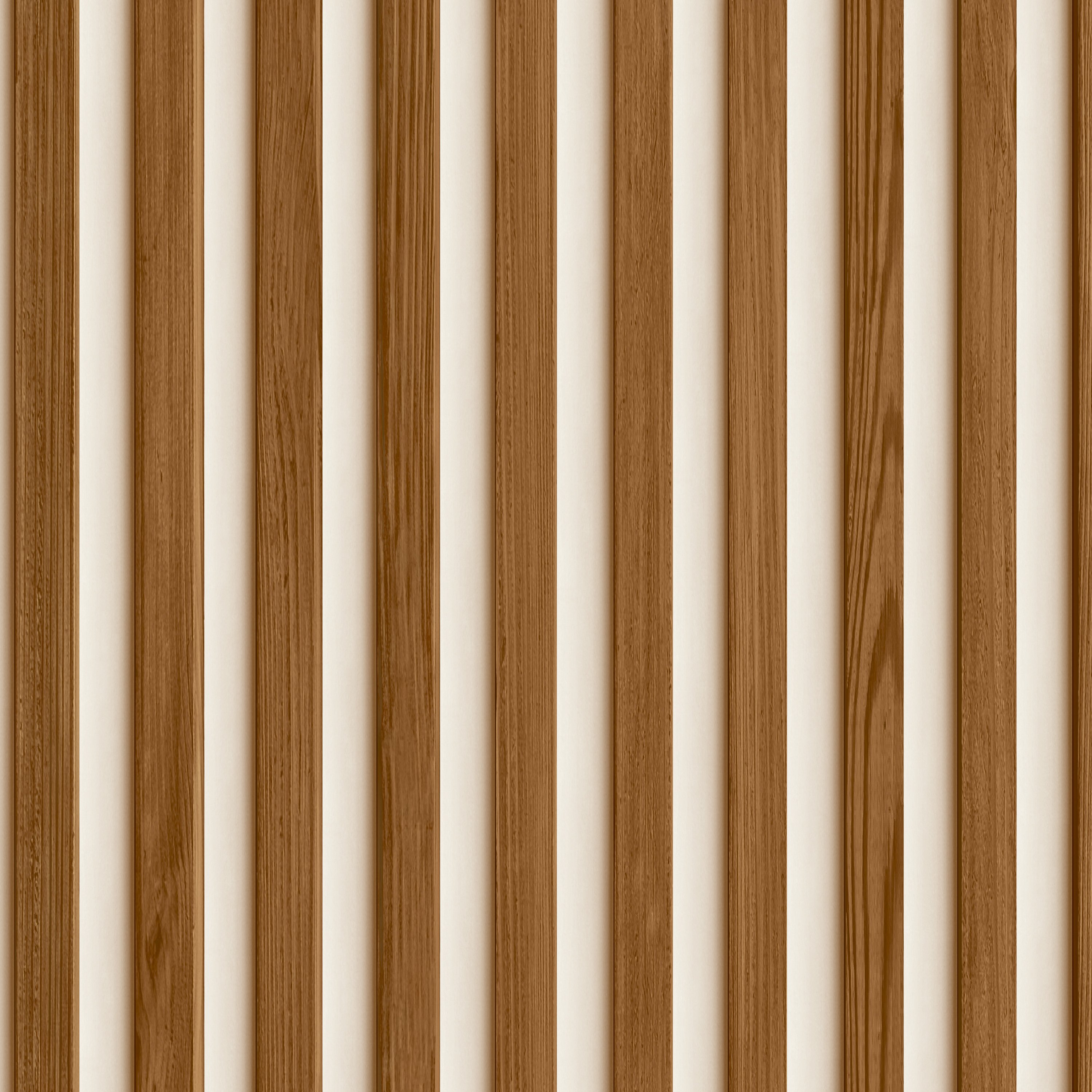Grandeco Svedia Wood Slat Panel 3D Realistic Textured Wallpaper - Walnut White