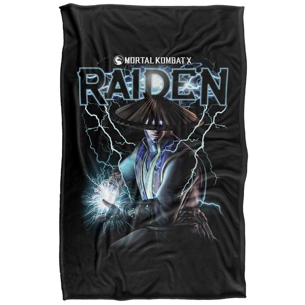 Mortal Kombat Raiden Supersoft Black Blanket - 147cm x 91cm