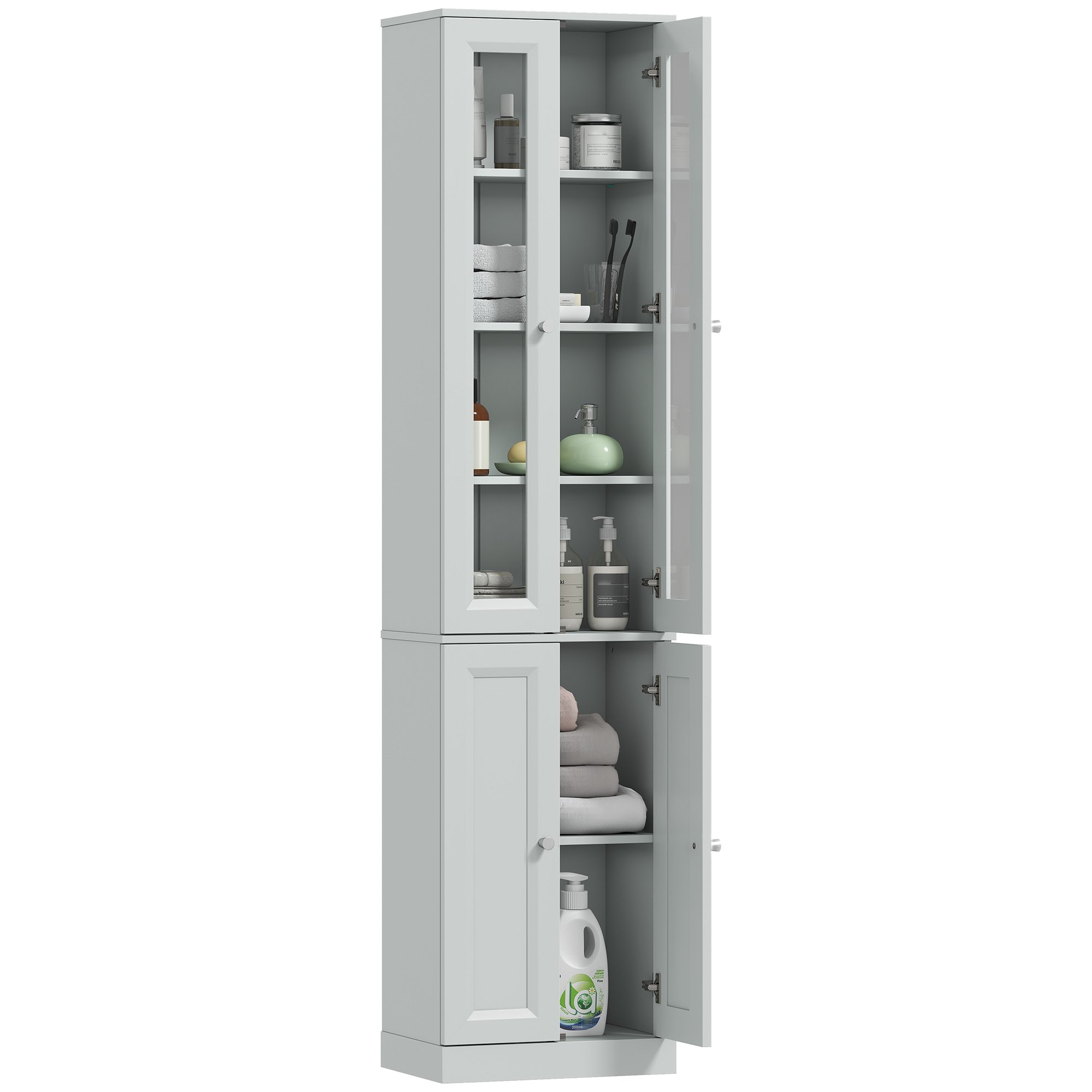 HOMCOM 6 Tier Tall Slim Freestanding Bathroom Cabinet Dusty Blue