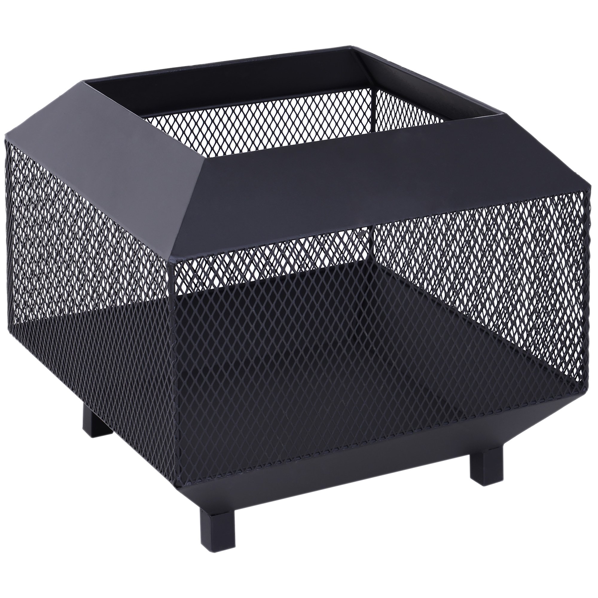 Outsunny Iron Square Fire Pit – Black