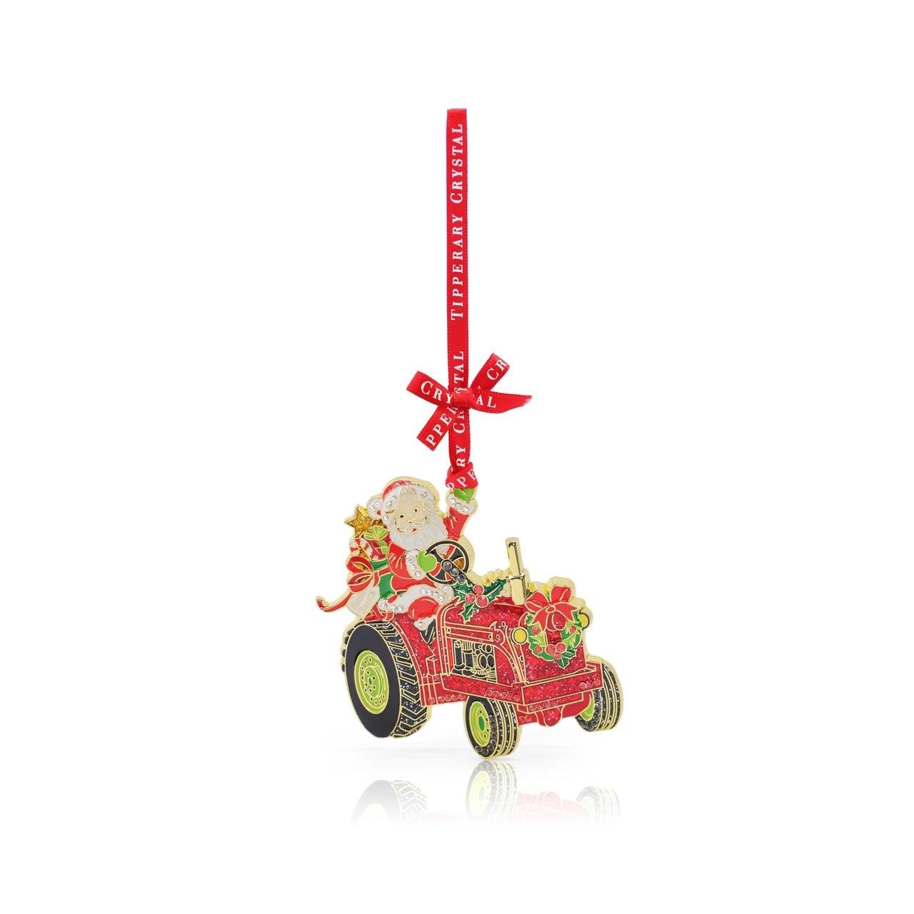 Tipperary Metal Sparkle Santa Tractor Hanging Decoration