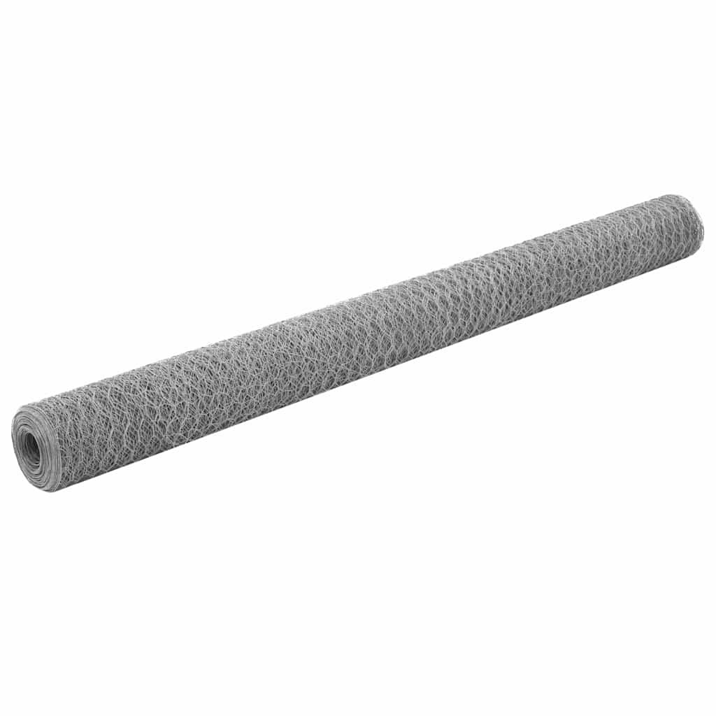 Walplus Galvanised Steel Chicken Wire Fence - Silver - 25 x 1.5 m