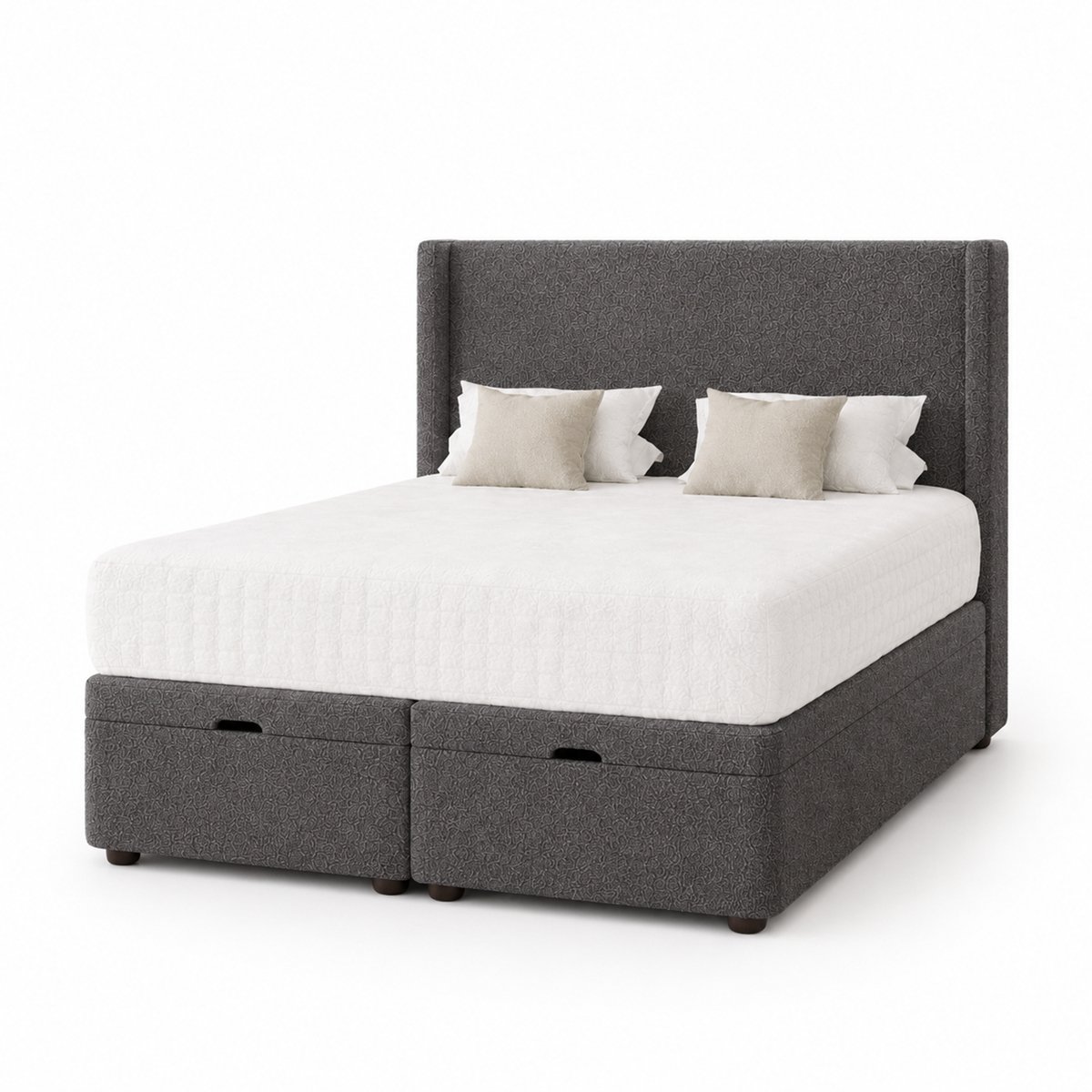 Comfy Deluxe Baki 6ft Super King  Boucle End Lift Ottoman Bed Set - Grey