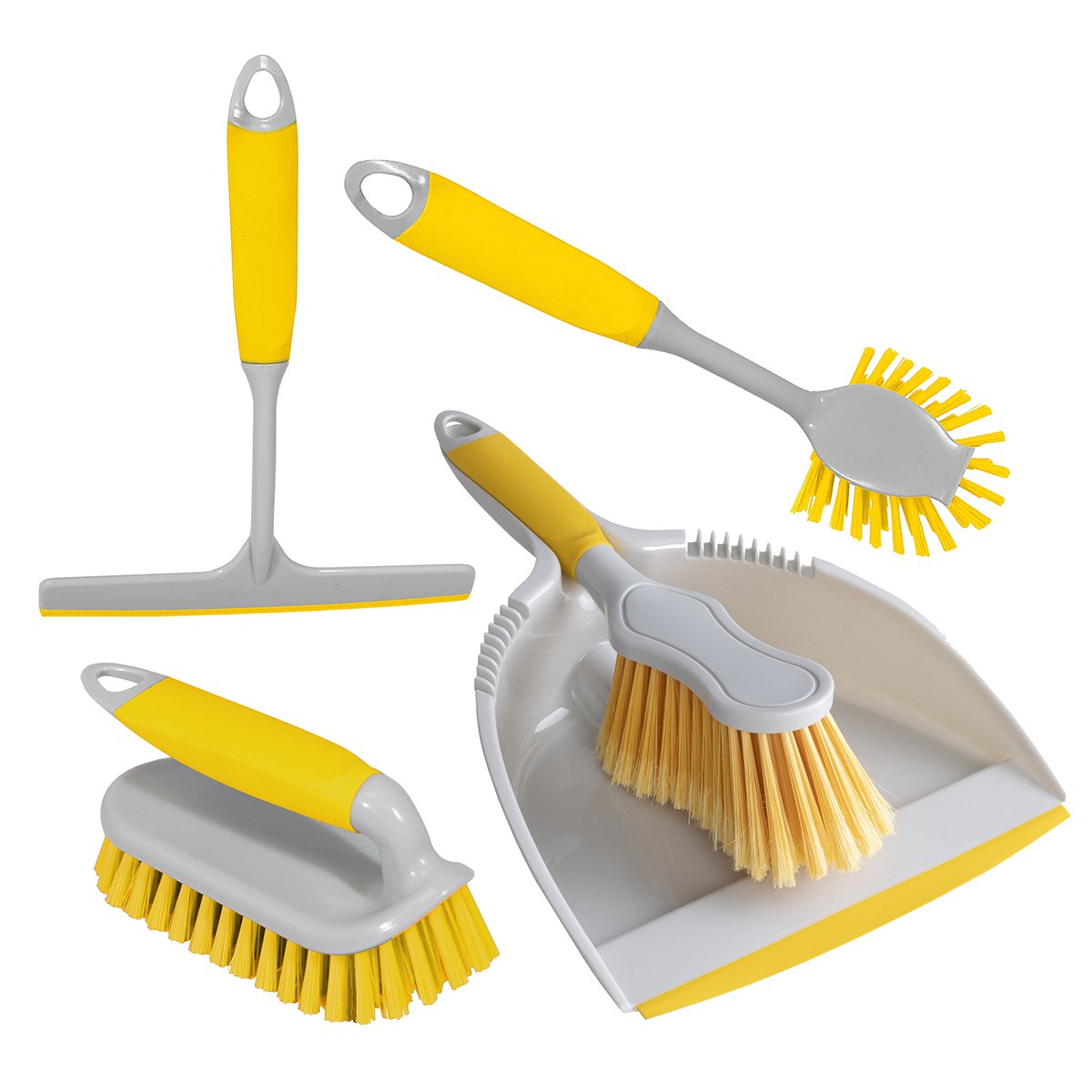 Charles Bentley 'Brights' Kitchen Bundle Dustpan & Brush Washing Up Set - Yellow