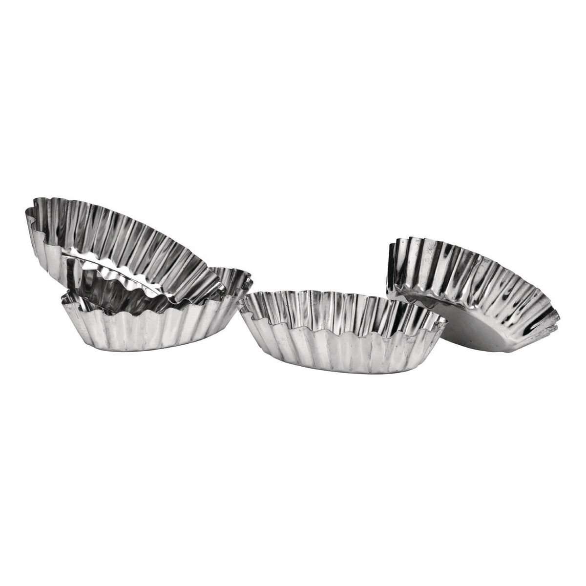 Orsina Diva Set Of 4 Oval Fluted Cake Moulds - Silver