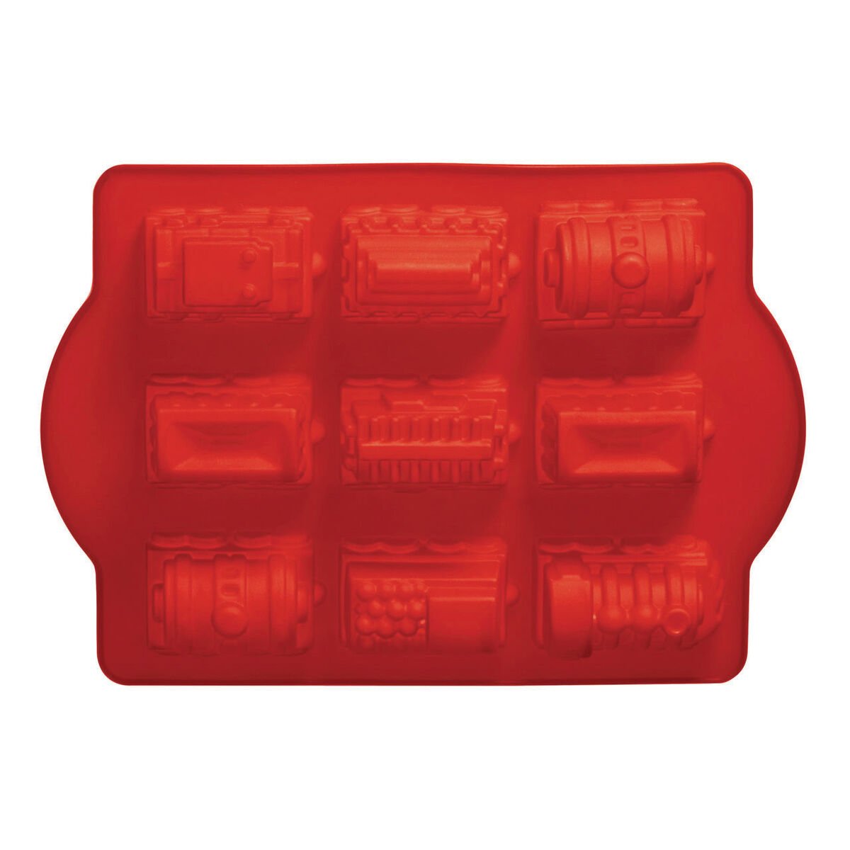 Orsina Hallie Silicone 9 Train Design Cake Mould - Red
