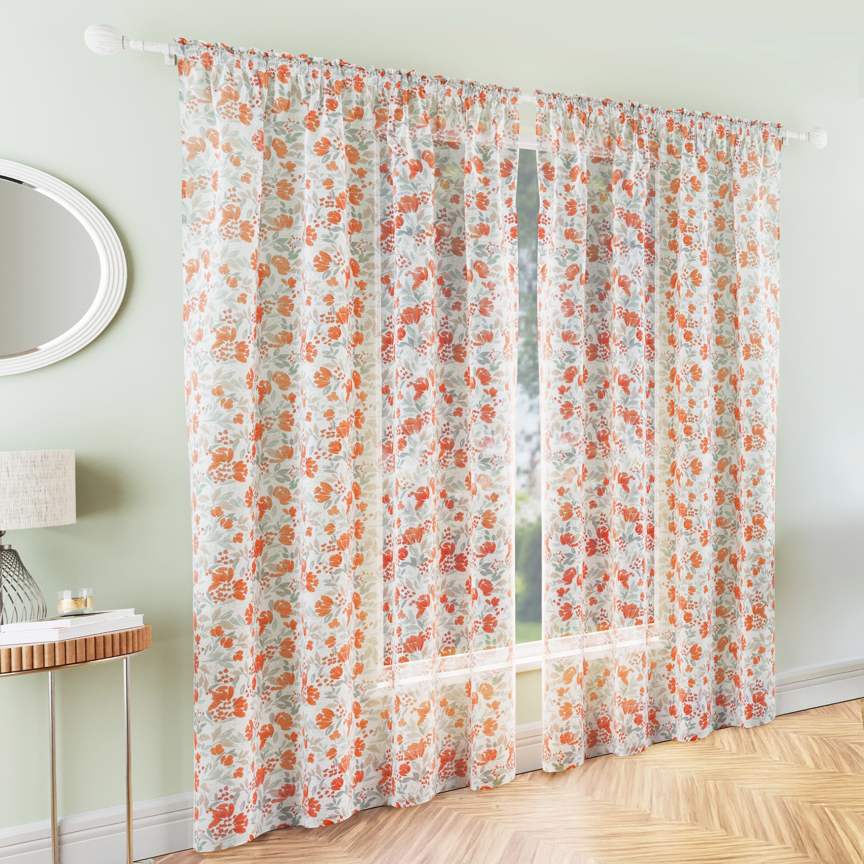 Tyrone Textiles Mia Rod Pocket Voile Panels - 140 x 137cm - Orange