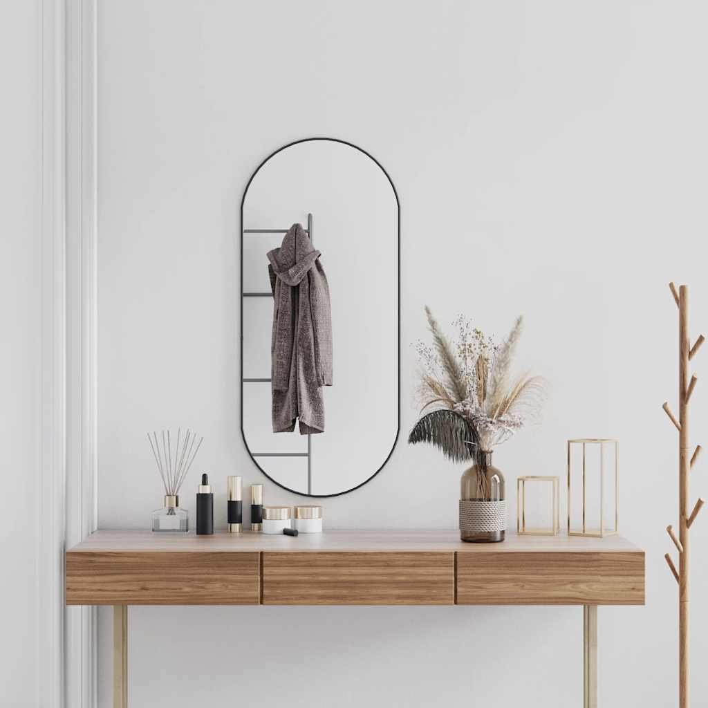 Walplus Oval Glass Wall Mirror - Black - 100 x 45 cm