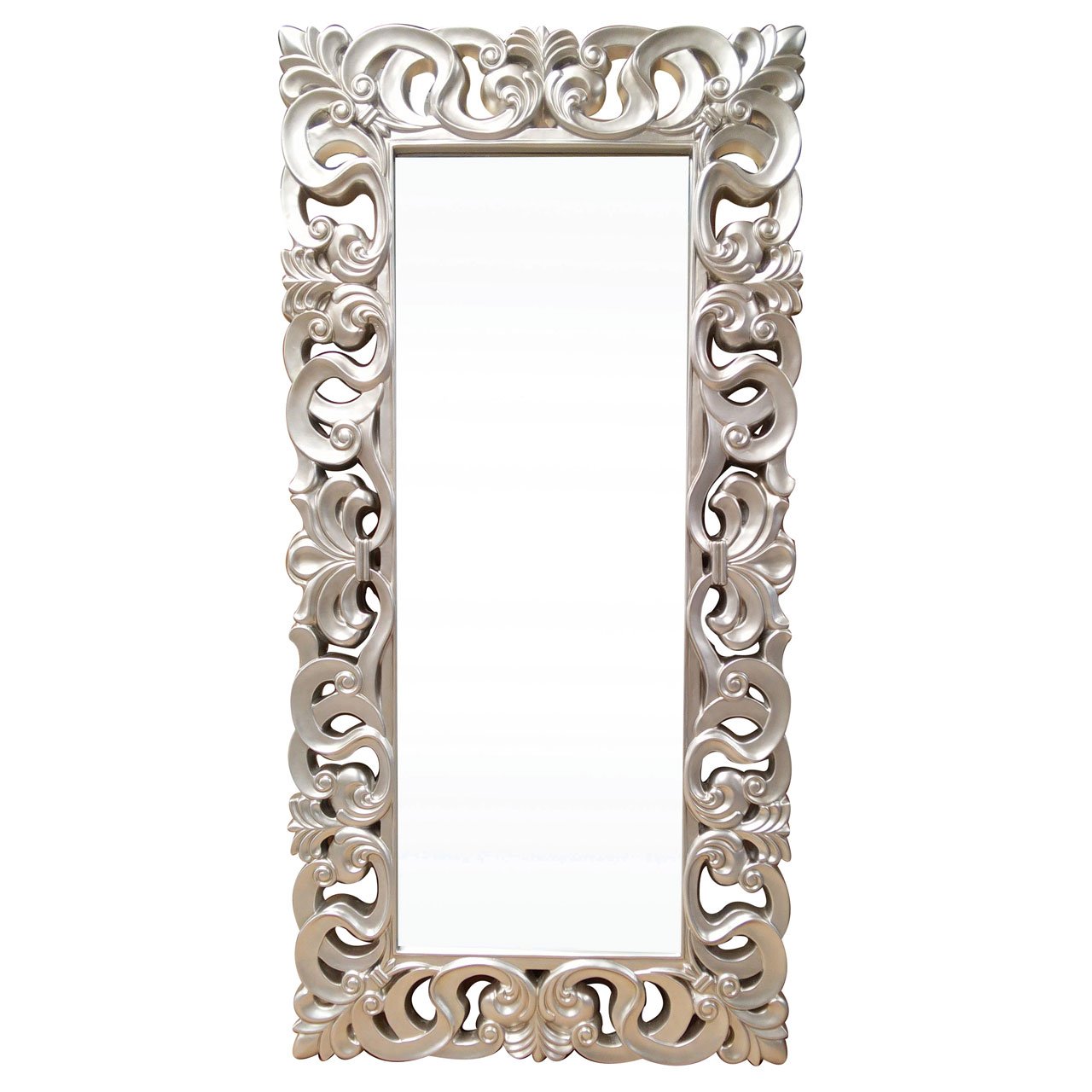 Orsina Palazio Ornate Frame Full Length Wall Mirror - Silver