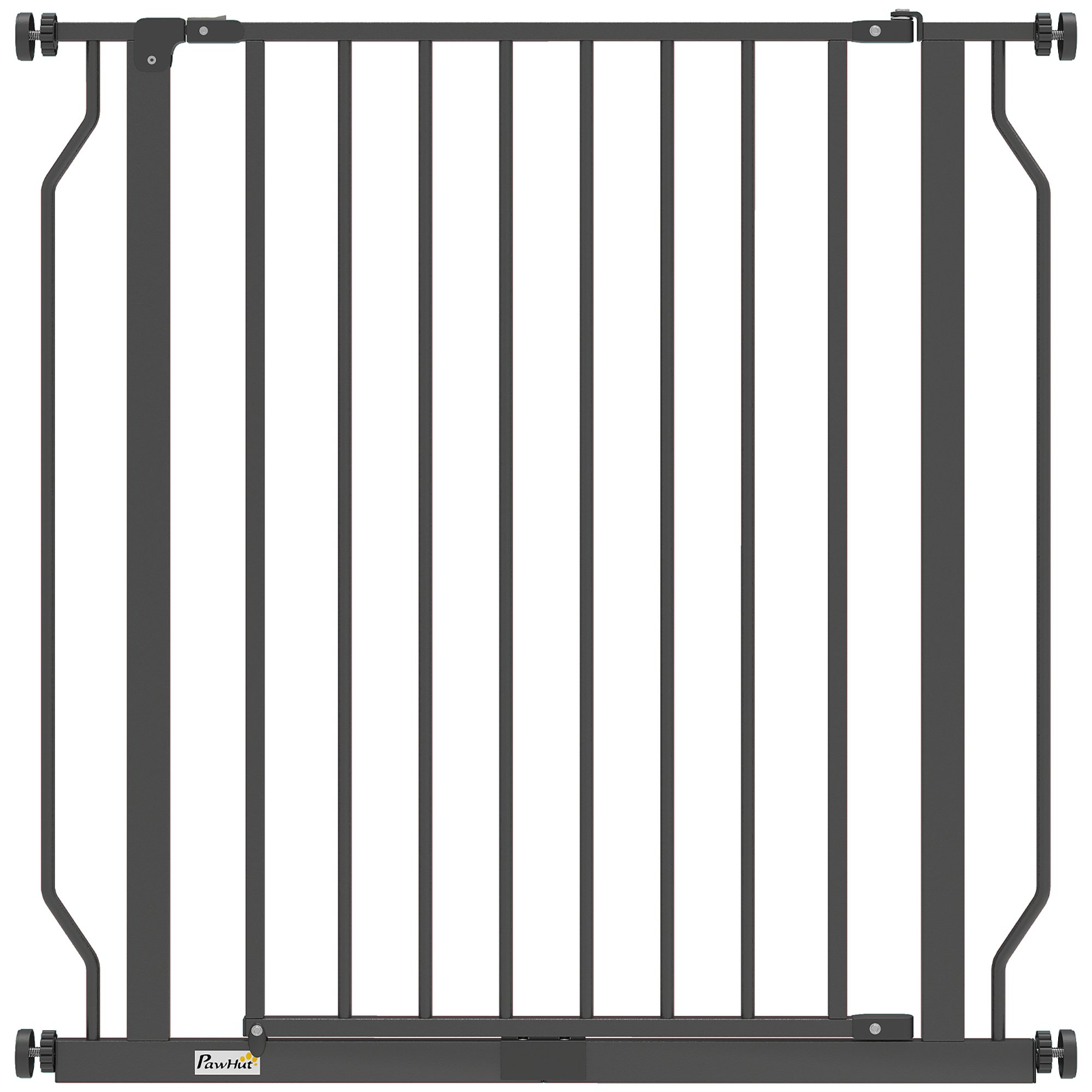 PawHut Pressure Fit Steel Dog Gate - 75-85cm x 76cm - Black