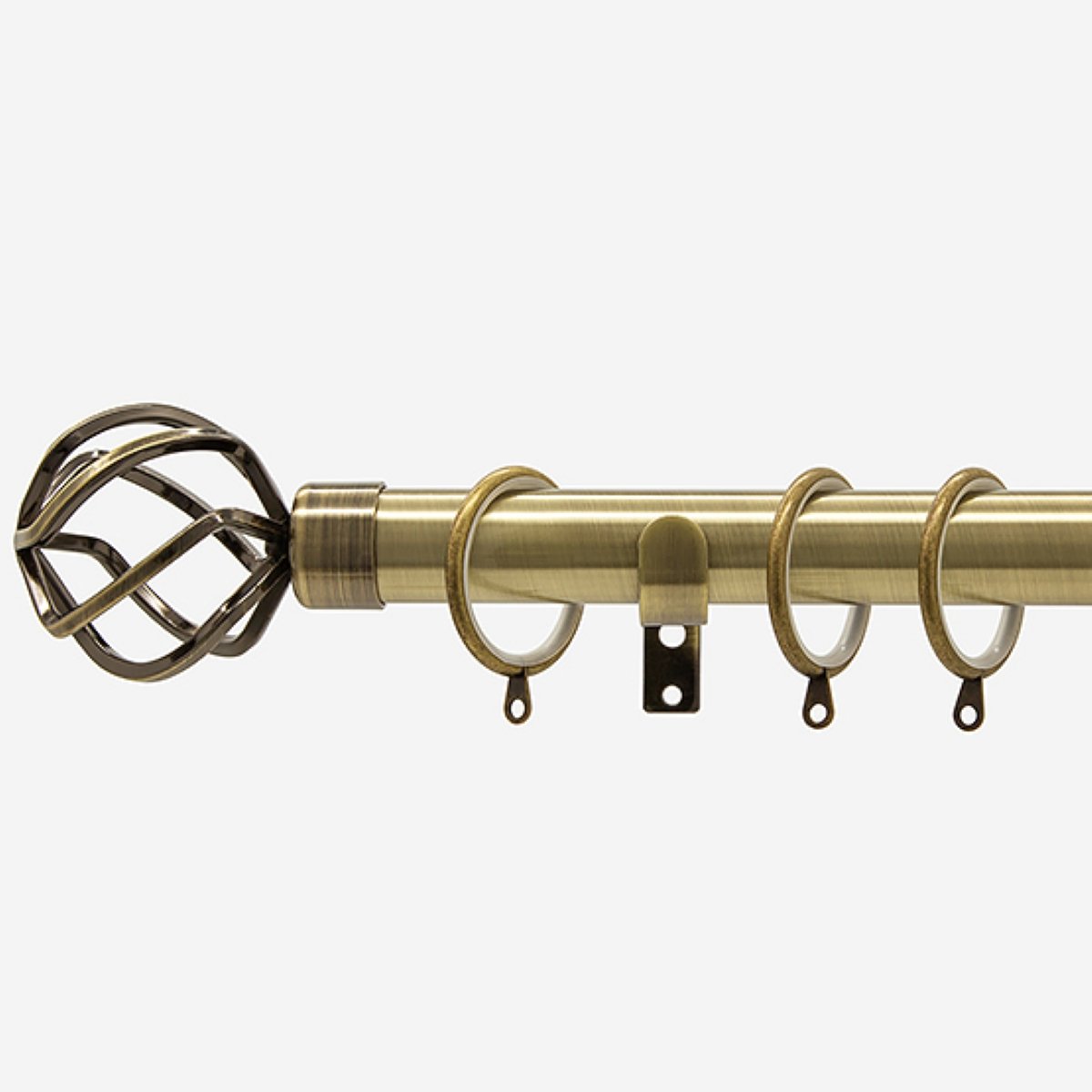 New Edge Blinds Antique Brass 28mm Cage Fixed Metal Curtain Pole - 350cm