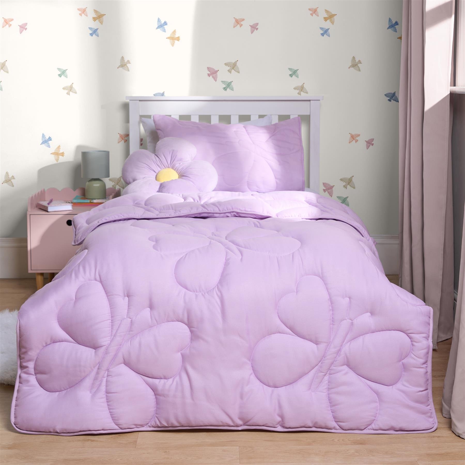 OHS Kids Butterfly 7.5 Tog Coverless Duvet Set Lilac - Double