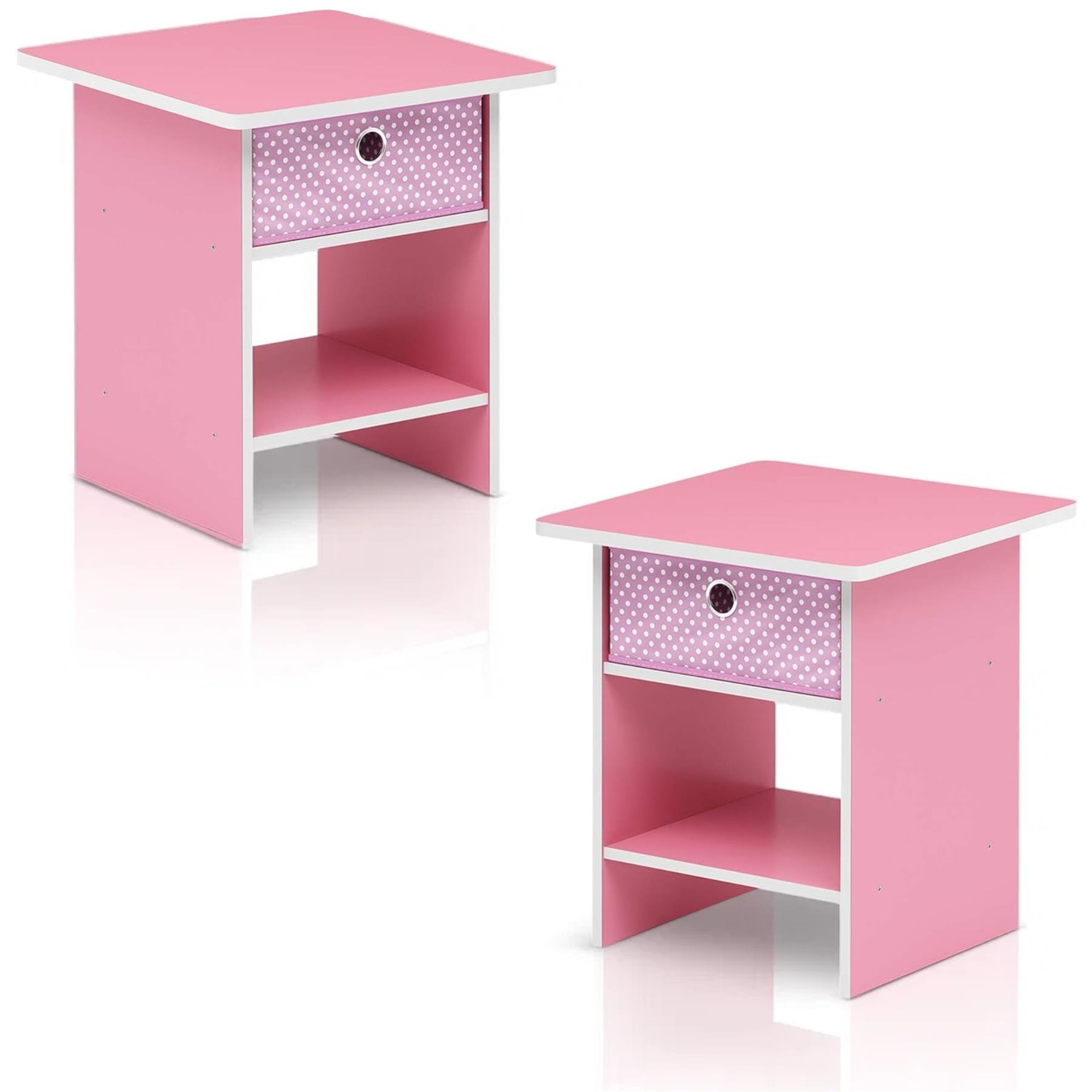 Walplus Dario Nightstand - Pink/Light Pink - 39.4 x 39.4 x 45.2 cm - Pack of 2