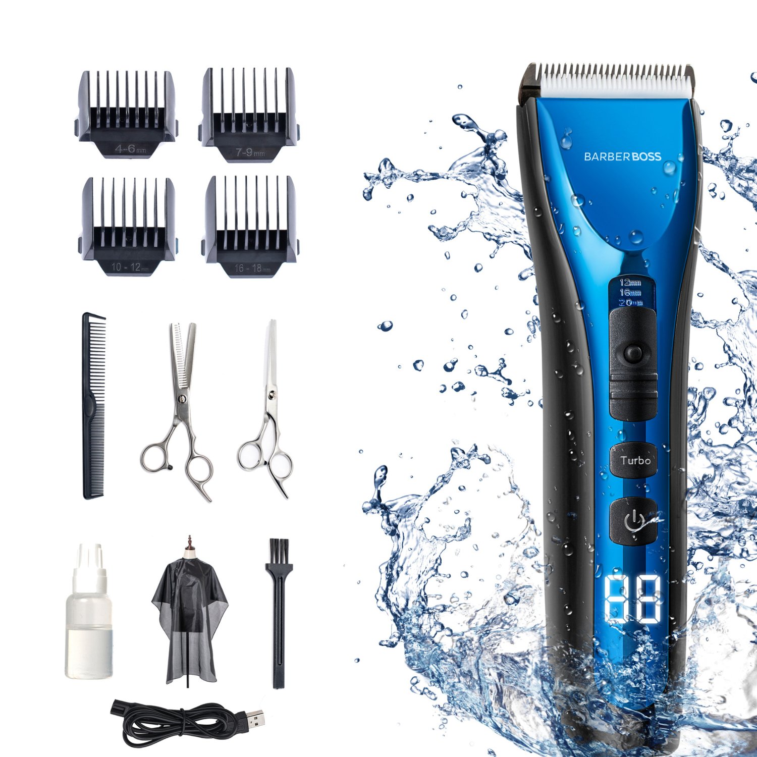 BarberBoss Ceramic 3-Speed Hair Clipper for Men & Kids