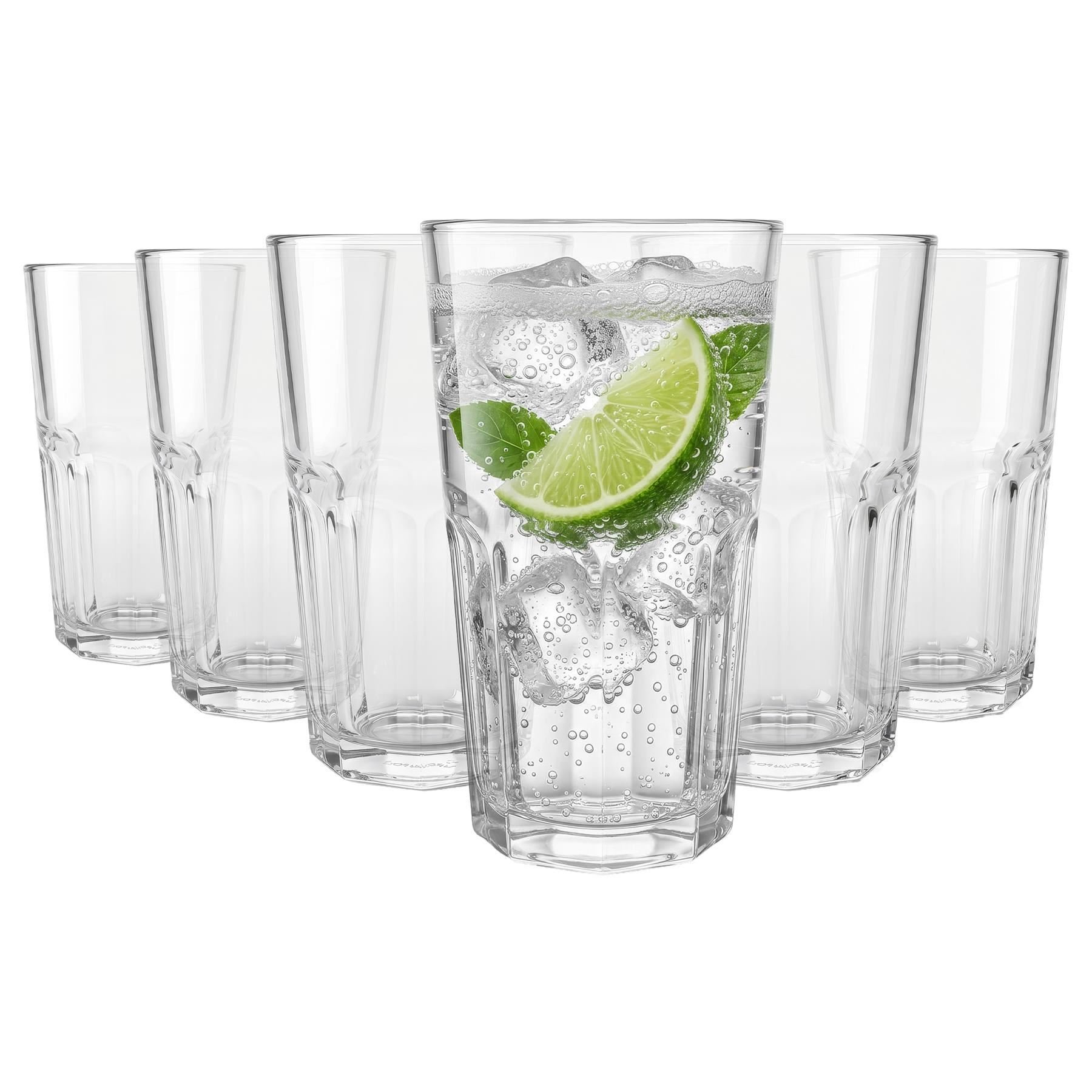 Argon Tableware Panelled Highball Glasses - 400ml - Pack of 6