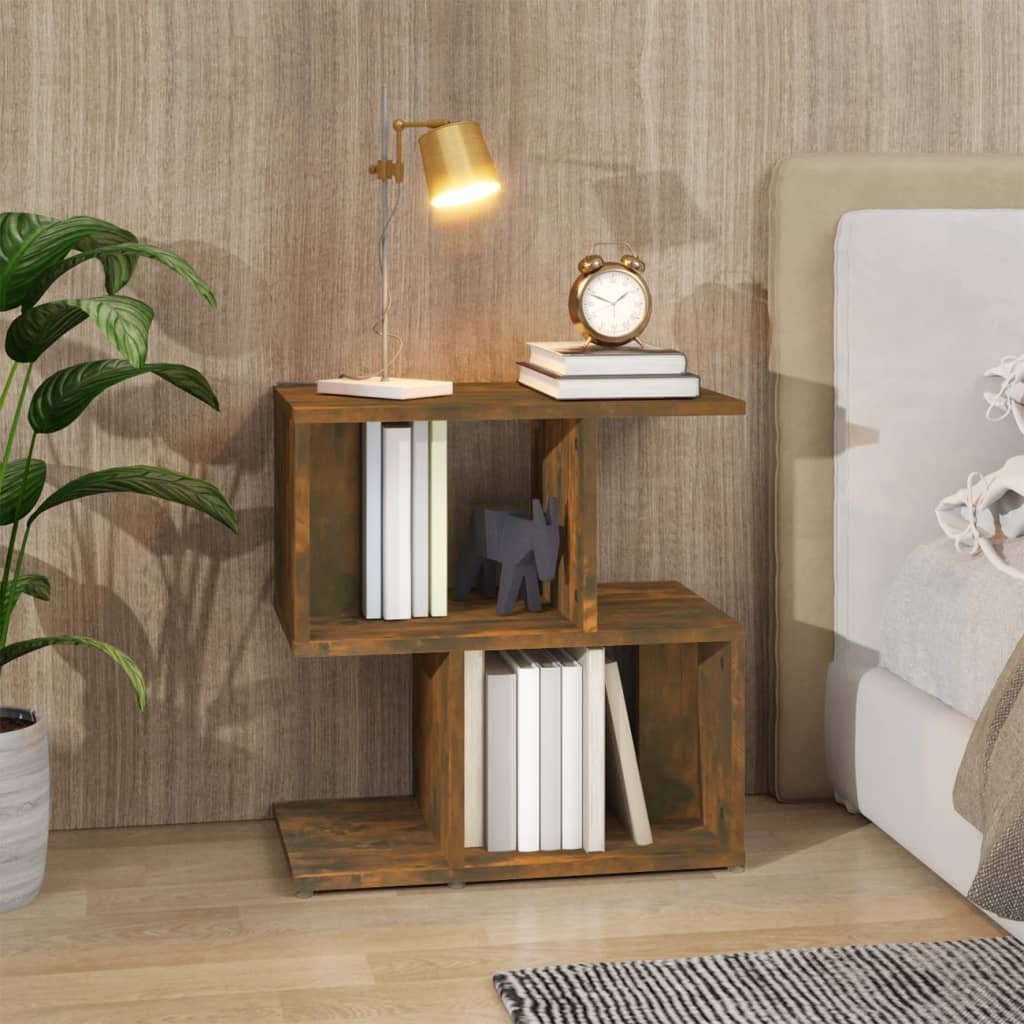 Walplus Engineered Wood Bedside Cabinet - Smoked Oak - 50 x 30 x 51.5 cm