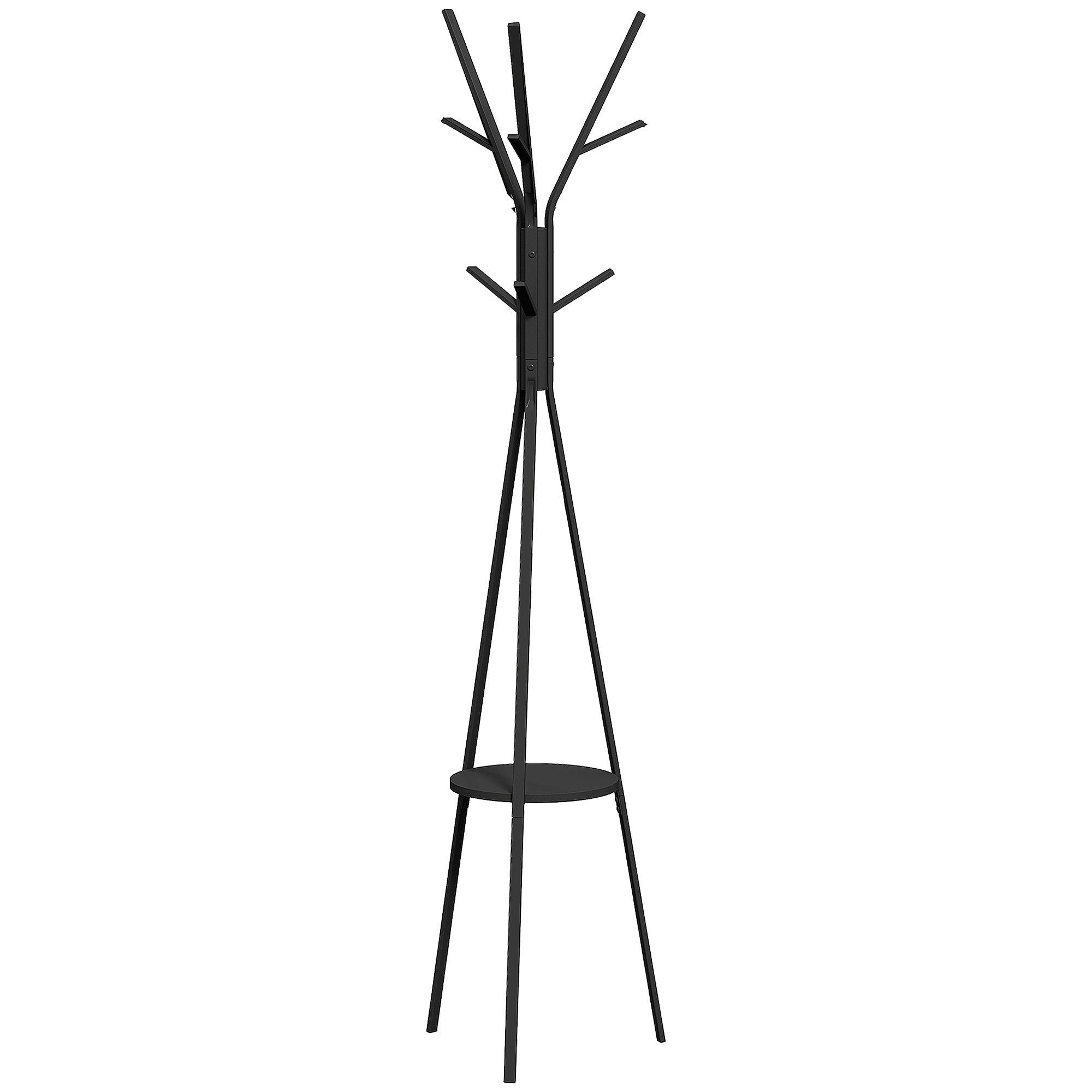 HOMCOM Freestanding Metal Coat Rack Stand - Black