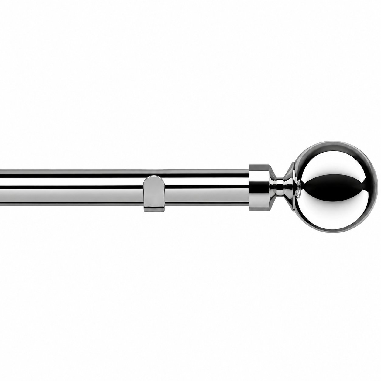 New Edge Blinds 28mm Chrome Sphere Fixed Eyelet Curtain Pole - 370cm