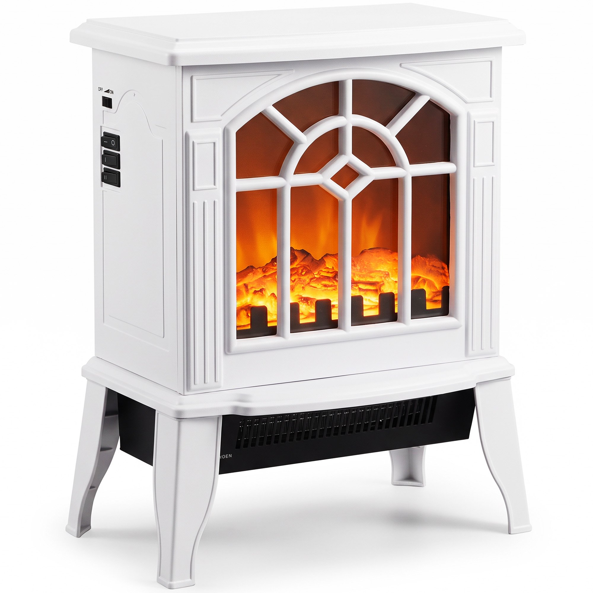 HOMCOM Freestanding Electric Fireplace with LED Flame Effect - White