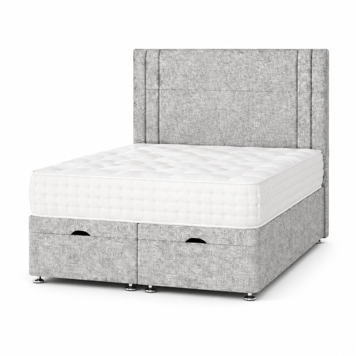 Comfy Deluxe Vienna   4ft6 Double  Ottoman End Lift  Bed Set - Silver