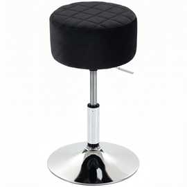 HOMCOM Velvet Adjustable Swivel Bar Stool - Black