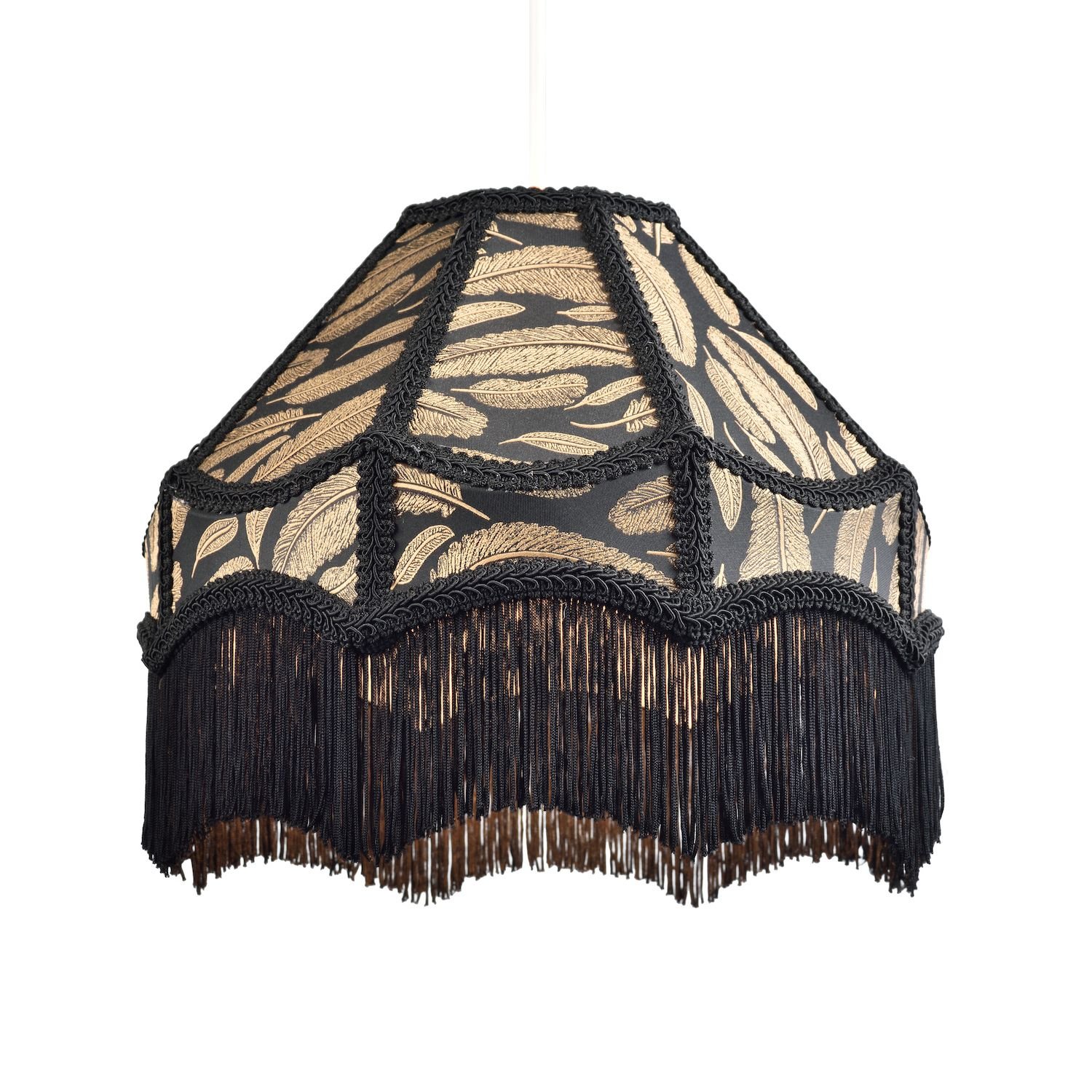 Happy Homewares Black Victorian Empire with Tassels Pendant Shade - 30cm