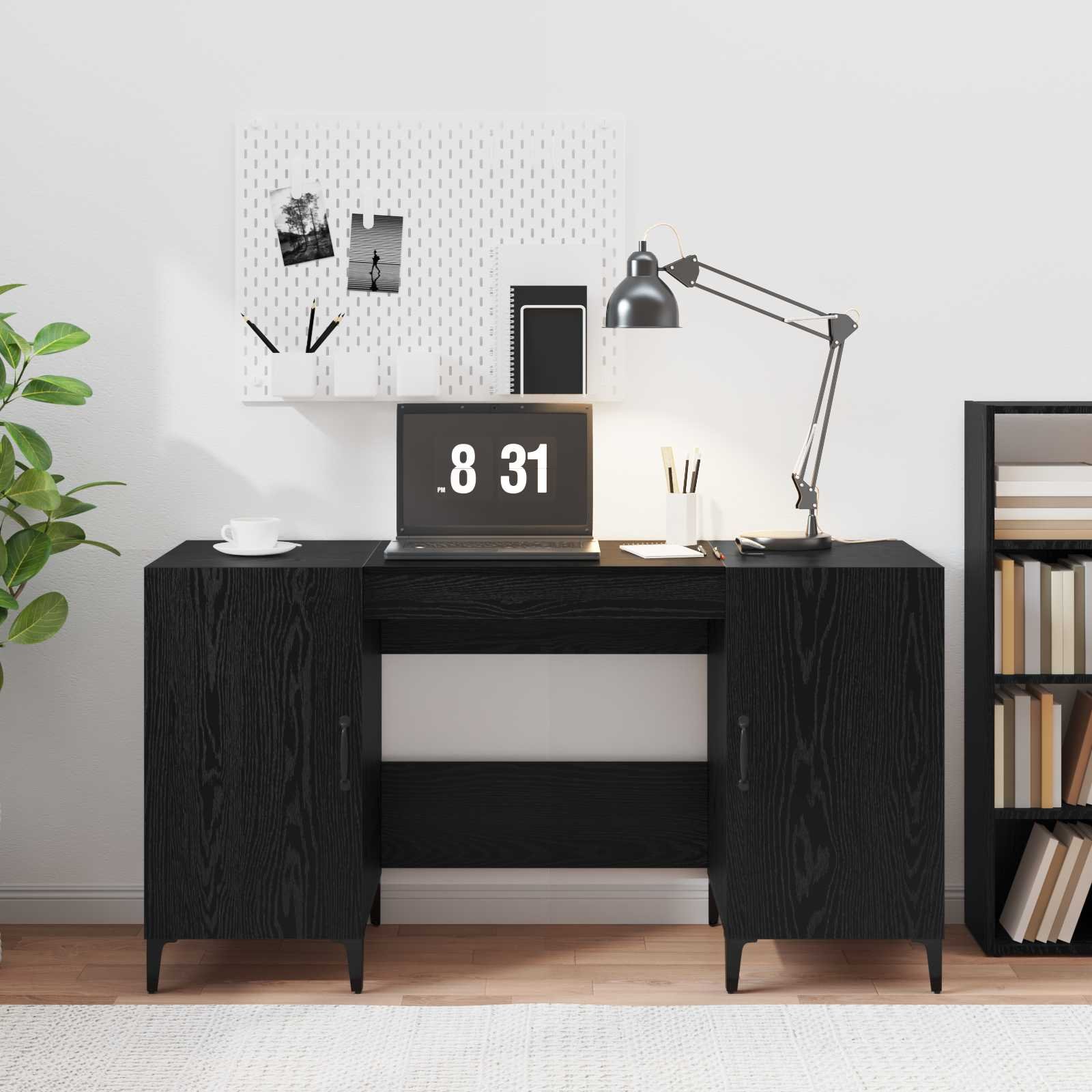 Walplus Engineered Wood Work Desk - Black Oak - 140 x 50 x 75 cm