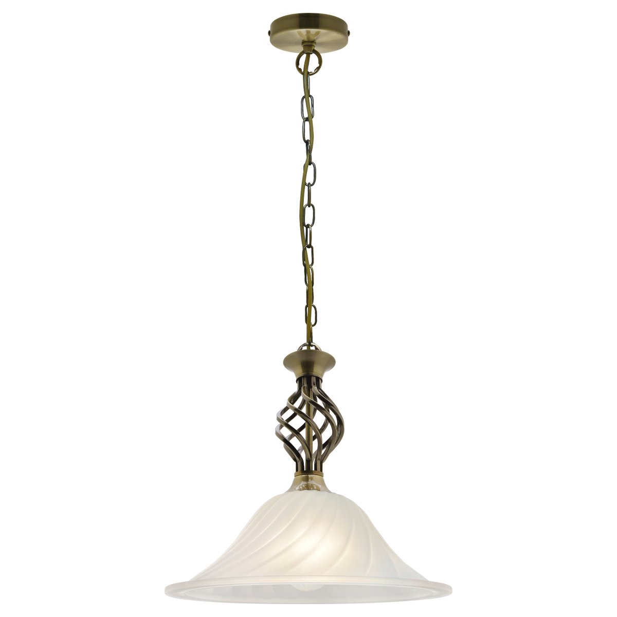 Energy Light Bulbs Twisted Frosted Glass Ceiling Pendant Light - Antique Brass