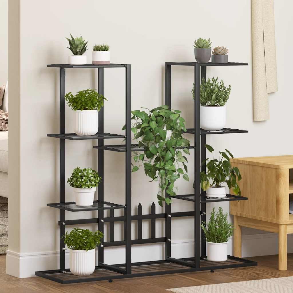 Walplus Iron Flower Stand - Black - 94.5 x 25 x 89 cm