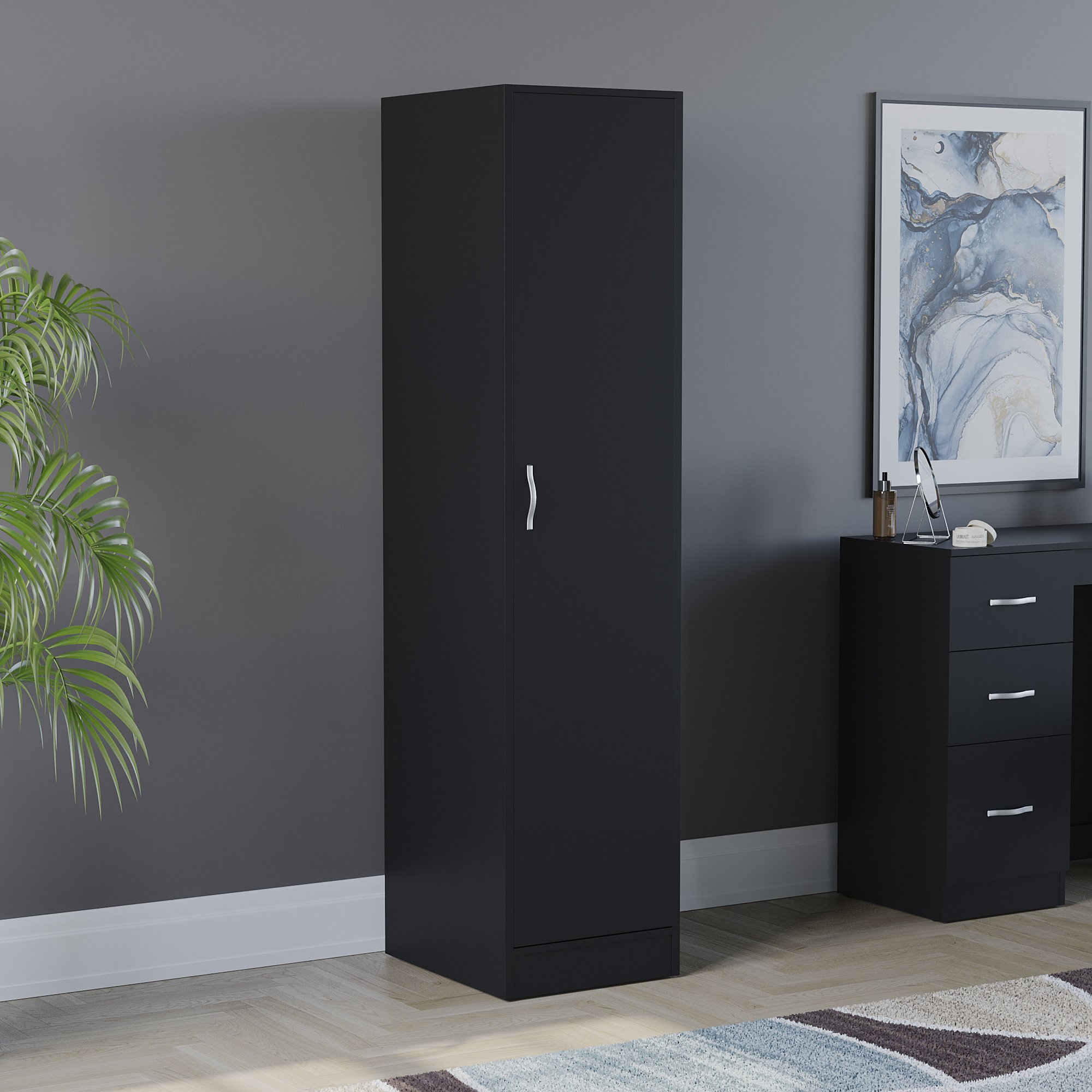 Vida Designs Riano 1 Door Wardrobe - Black