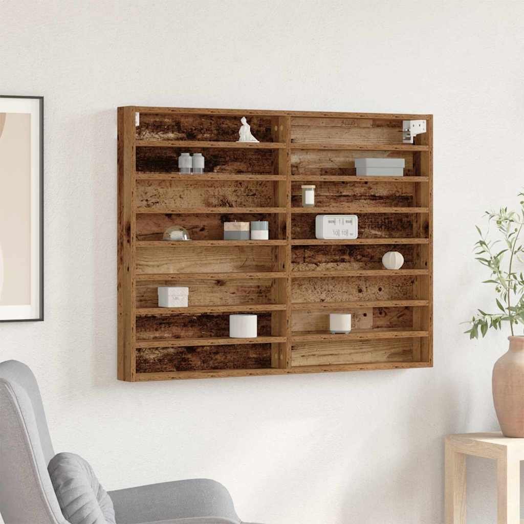 Walplus Engineered Wood Wall Display Cabinet - Dark Wood - 100 x 8.5 x 75 cm