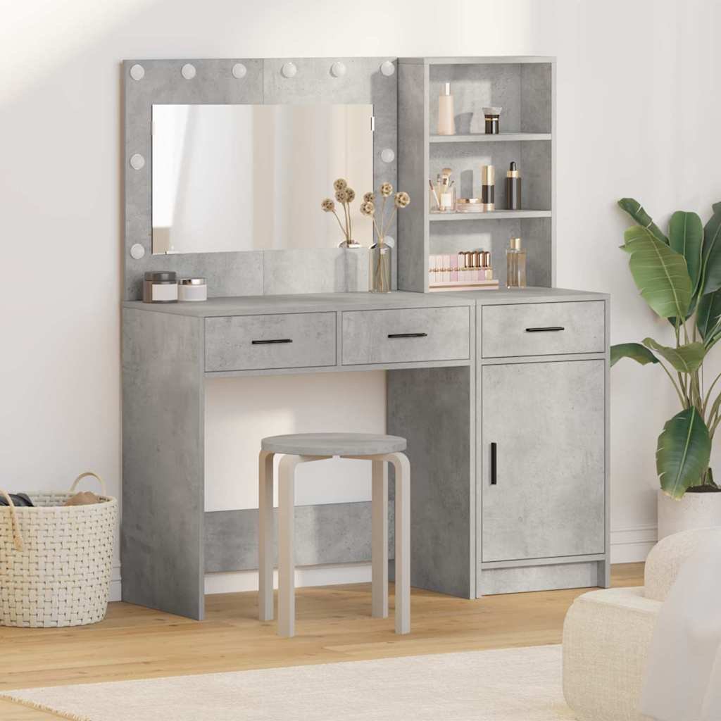 Walplus 2 Piece Engineered Wood Dressing Table - Grey - 78.5 x 41 x 135 cm