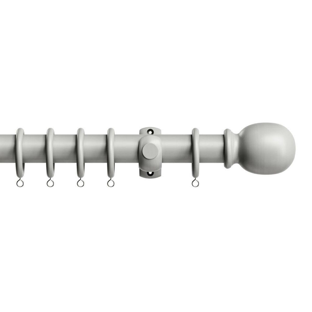 New Edge Blinds 28mm Grey Classic Wooden Curtain Poles Set - 240cm