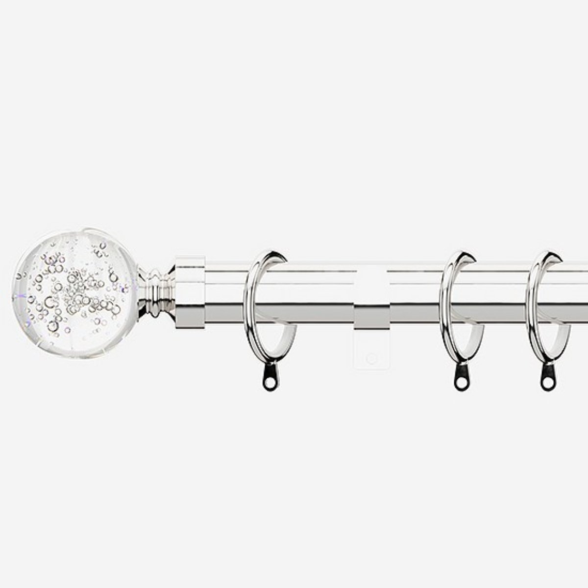 New Edge Blinds Polished Chrome 28mm Bubbles Fixed Metal Curtain Pole - 85cm