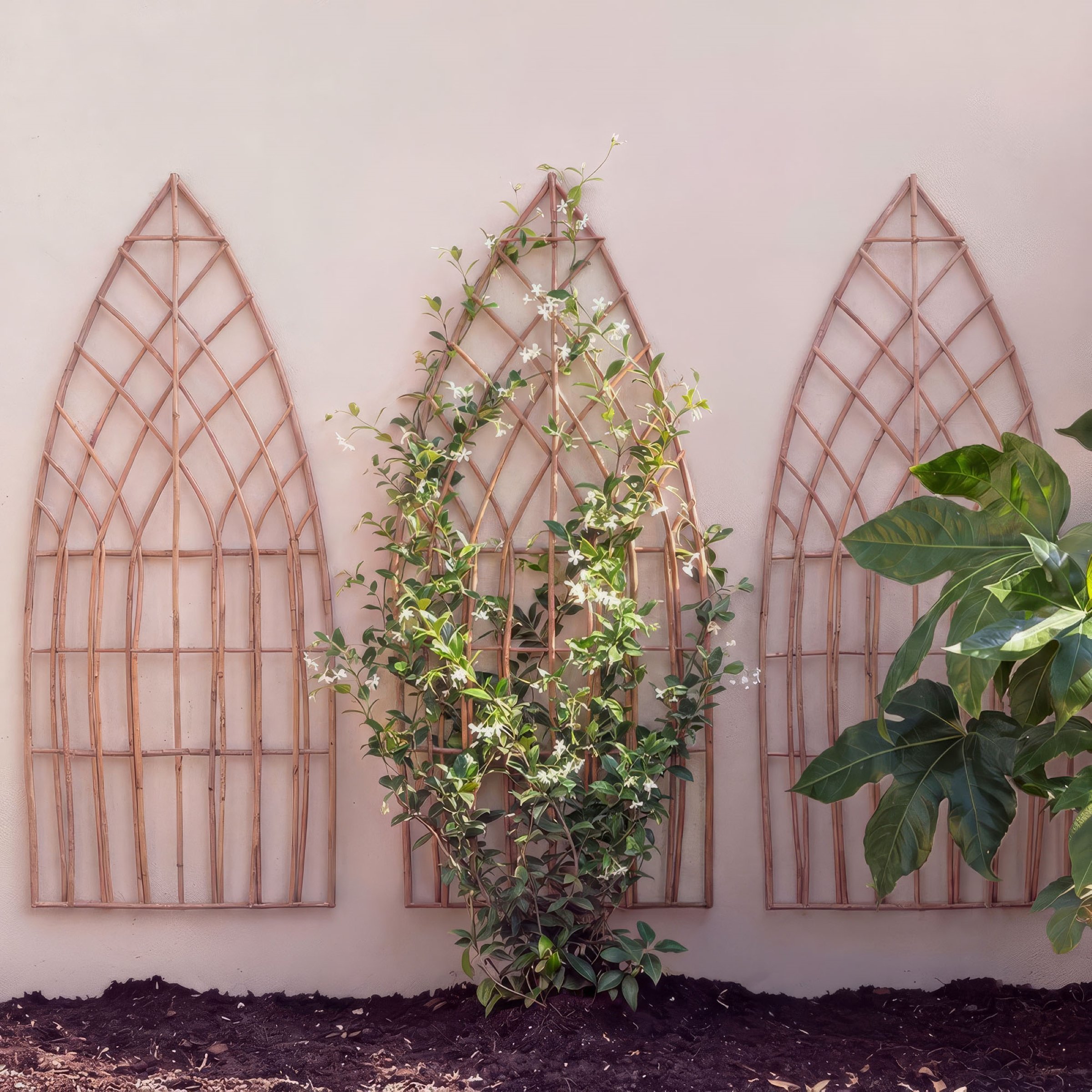 Primrose Pack of 3 Arched Natural Willow Garden Trellis Panel - 180cm x 60cm